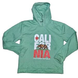 California Republic Mens Sweatshirt Hoodie Long Sleeve Pullover Green Bears MED